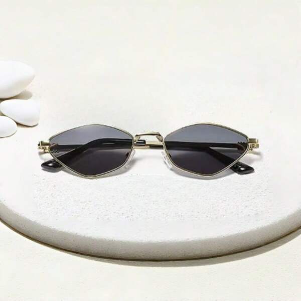 1 Peça Armação de Óculos Metálica Minimalista em Formato de Losango e Polígono, Estilo de Moda Europeu e Americano