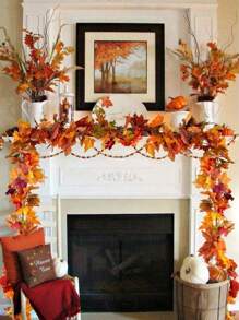 2/1 Stücke Herbst Ahorn Blätter Girlande, Party Freude 5,6 Fuß Künstliche Ahorn Blatt Herbst Girlande zum Aufhängen, Herbst Reben Tischdekoration, Herbstdekoration für Haustür, drinnen und draußen, Thanksgiving-Dekoration