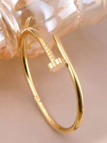 Set de 3 piezas Brazalete de mujer con cierre de zirconia con forma de flor de acero inoxidable de alta calidad, conjunto de joyería adecuado para uso diario