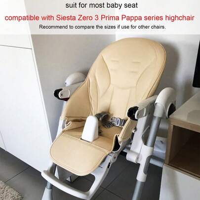 1 件婴儿米色座椅垫，适用于 Prima Pappa Zero3 Peg Perego Siesta Aag Pouch 06 高脚椅 PU 皮革套，带通用 5 点式安全带，四季皆宜，使用易于清洁的婴儿配件