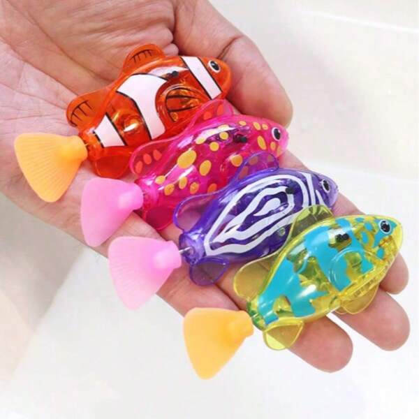 1/2/3/4pcs Children's Electronic Pet Clownfish Baby Bath Toy, Luminous Induction Electric Machine Fish, Swimming Pet Fish, Swimming Fish Can Swim Simulation Clownfish Toy, (This Product Is A Button Battery Function, Please Take It Out And Dry It In Time After Use),Teenager Electronic Fish Summer Bath Toys Pet Toys