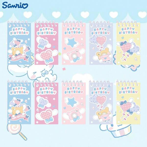 Sanrio 1 pezzo/5 pezzi/10 pezzi, Quadernino a spirale mini con tema live Cinnamon Dog di Sanrio - Design carino e a fumetti, superficie liscia, agenda giornaliera e diario per i compiti unisex. Lo sfondo bianco e le divisorie interne del libro sono di colori casuali.