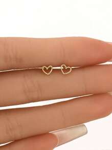 1 paio di orecchini a cuore cavo in argento sterling 925, caratterizzati da un design elegante e minimalista, ipoallergenici e adatti all'uso quotidiano da parte di donne e ragazze