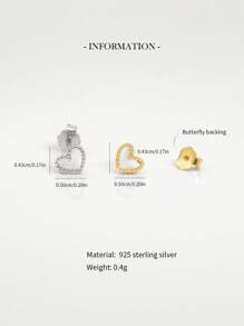 1 paio di orecchini a cuore cavo in argento sterling 925, caratterizzati da un design elegante e minimalista, ipoallergenici e adatti all'uso quotidiano da parte di donne e ragazze