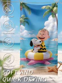 SNOOPY 1pc Snoopy Beach Towel, Snoopy Swim Towel, Bath Towel, Seaside Drifting Pattern Seaside Drifting Pattern Beach Towel, Super Absorbent Bath Towel For Swimming, Yoga, Soft And Comfortable, Lightweight And Portable, Wind And Sun Protection