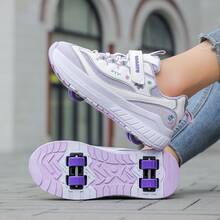 4-Wheel Roller Skates For Teens, Students, Adults, Couples, Fashion Sneakers, Outdoor Sports Roller Shoes, High-Top For Men And Women, Removable Wheels Design, 2-In-1 Convertible - Purple - View 2
