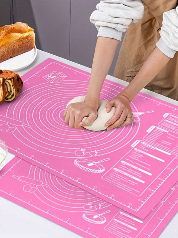1pc EVA Non-Stick Reusable Baking Mat With Measurements, Dough Rolling & Kneading Pad For Bread, Candy, Cookies, Pastry - Kitchen Cooking Tool For Christmas, Halloween, Easter, Thanksgiving, Valentine'S Day
