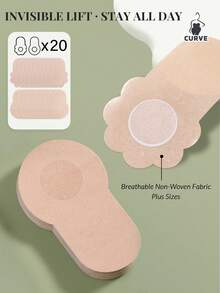 50/40/20/10/2件隐形丰胸胶带和乳贴 – 一次性无纺布聚拢提胸垫，适合大胸，无肩带露背连衣裙文胸替代品， - 米色 - 查看 16