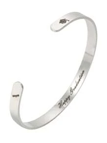 1pc Stainless Steel "Happy Graduation 2025" Adjustable C-Shape Bangle Bracelet, Fashion For Men And Women, Suitable For Daily Wear, Gatherings And Parties