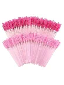 100 pièces/50 pièces/10 pièces Applicateurs de mascara jetables, brosses à cils en nylon, applicateur d'extension de sourcils sans parfum avec tige en plastique ABS, pour peau normale - mascara et mise en forme des sourcils, utilisation en salon et à domicile, set de baguettes roses et noires