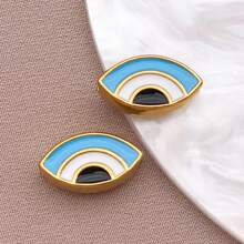 2pcs Fashion Enamel Stainless Steel Devil Eye Spacer Beads Charm High Quality Gold Plated Eye Spacer Beads Jewelry Findings For Necklaces, Bracelets, Earrings, Jewelry Making And DIY Crafts