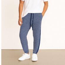 Men's Drawstring Waist All Over Print Track Pants Skinny Fit Casual Jogger Sweatpants Side Stripe Elastic Waist And Ankle Lightweight Gym And Fitness - 藏蓝色 - 查看 1