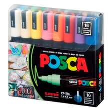 Set Marcadores POSCA 5M Punta Media de 16 Colores – Plumones Acrílicos de Alta Precisión y Cobertura para Tela, Madera, Vidrio, Plástico, Cartón, Piedra y Más – Tinta Base Agua, No Tóxica, Permanente sobre Superficies Porosas y Borrable sobre No Porosas – Colores Vivos y Mezclables – Ideal para Artistas, Ilustradores, Manualidades, DIY, Proyectos Escolares, Decoración, Personalización de Ropa y Calzado, Dibujo Urbano, Bullet Journal y Lettering – Punta Cónica Reversible de 1.8 a 2.5 mm para Trazos Versátiles – Secado Rápido y Sin Olor – Compatible con Técnicas Mixtas y Acabados Profesionales – Estuche de 8 Unidades Incluye Colores Básicos – Producto Original POSCA por Uni Mitsubishi Pencil – Calidad Japonesa Reconocida Mundialmente – Recomendado para Todas las Edades – ¡Exprésate sin Límites con Color, Precisión y Estilo! - Multicolor - Ver 2