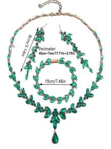 4pcs/Set High-End Women Jewelry Set, Necklace, Earrings, Bracelet, 3pcs Bride Wedding Party Accessories