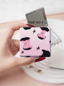 Specchio da toeletta pieghevole con stampa a cuore del millennio, leggero, ultra sottile, specchio portatile in pelle PU, adatto per molteplici occasioni e per tutti, design pieghevole quadrato, facile da trasportare, trucco, economico, decorazione per la stanza, toeletta, viaggio, camera da letto, accessori per il trucco, specchio, specchio da toeletta, mini specchio, specchio compatto, specchio piccolo, specchio a mano