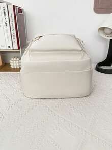 1 Pc Solid Color Casual College-Style Backpack With Laptop Compartment Large Capacity Student Bag & Lightweight Travel Pack With Luggage Strap Design Ideal For Boys & Girls Perfect For Daily Use, Outings, School & Back-To-School