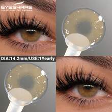 EYESHARE 1 对/2 件彩色隐形眼镜自然棕色眼睛镜片适合灰色眼睛化妆美丽瞳孔蓝色柔软彩色美瞳绿色镜片，舒适适合日常佩戴或约会、年度使用，14.2 毫米万圣节服装角色扮演 - 年拋 - 查看 3