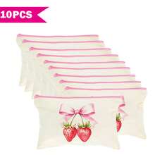 1/5/10/20 件可爱甜美蝴蝶结装饰帆布拉链袋套装，Y2K 风格蝴蝶结配饰收纳袋，旅行化妆洗漱用品收纳袋，文具袋，派对礼品袋，浴室旅行多功能收纳袋化妆刷架手拿包，度假暑假返校学校用品袋，女士旅行包，旅行化妆包