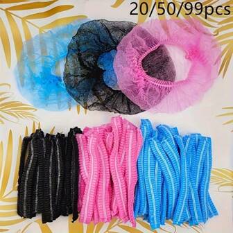 100 piezas/50 piezas Gorros gruesos, gorros de cocina anti-humo y aceite, gorros de ducha, redes para el cabello transpirables para uso en salón, gorros de trabajo, gorros de chef para cocina y restaurante, cubrecabezas anti-polvo, redecillas para el cabello en servicios de alimentación, gorros sanitarios de tela no tejida, adecuados para salas limpias, laboratorios, salones, procesamiento de alimentos, industria electrónica, trabajos de limpieza, operaciones industriales, salones de uñas, etc.