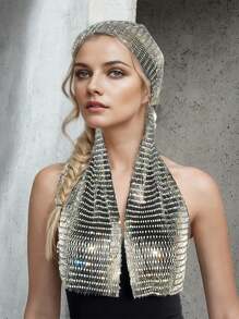 1 peça 65 cm brilhante strass decoração feminina chapéus escolares lenço de cabeça rave boate bonés