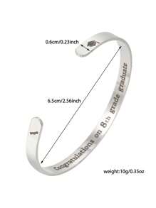 1pc Stainless Steel "Happy Graduation 2025" Adjustable C-Shape Bangle Bracelet, Fashion For Men And Women, Suitable For Daily Wear, Gatherings And Parties