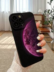 1 件时尚高品质洋红色月亮图案黑色瞳孔镜头保护防震简约手机壳适用于 Apple//OPPO/Vivo/Redmi/ 系列