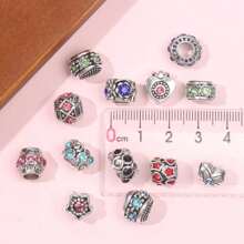 Large Hole Metal Spacer Beads For Bracelet Necklace Jewelry Making, Rhinestone Focal Beads For Pen Hair Keychain, Mixed Style