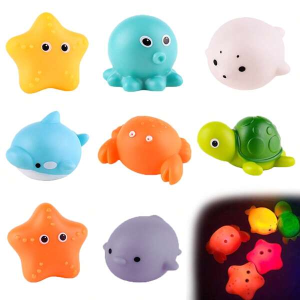 Light-Up Floating Bath Toys Set - Colorful Educational Water Play Toys For Kids - Perfect Birthday, Gift For Children, Preschool, Nephew, Random Color, Bathtub, Shower, Pool Fu