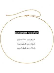 1 Piece Of Women's Stainless Steel Round Snake Chain Waist Chain Bikini Belly Chain Body Chain Summer Beach Accessories Adjustable
