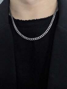 2pcs Stylish Minimal Spiral Pendant Long Chain Necklaces, For Men
