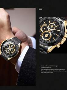 BINBOND BINBOND Luxus Herren Quarz Uhren, modisches Konzept mit dekorativem Zifferblatt, Lässig Militär Sport Armbanduhr, Edelstahl wasserdicht, Herren Quarz Uhr
