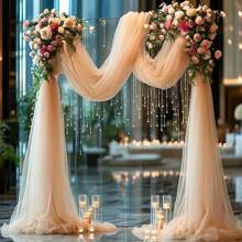 1 pieza, 8 metros Tela de malla transparente color rosa pálido para decorar arco de boda, dosel del techo, telón de fondo, adecuado para boda, compromiso, fiesta de cumpleaños, Navidad, Día de San Valentín, ceremonia de graduación y fiestas en general