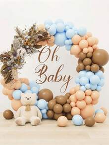 5.9 英尺（约 1.8 米）圆形拱门，白色圆形背景罩，Oh Baby 金色贴花，配套婚礼拱门花 - 可调节聚酯拱门背景罩，适用于婚礼拱门，婴儿洗礼生日派对摄影装饰，适用于男孩和女孩派对装饰