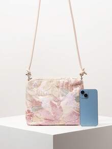 闪亮亮片单肩包、花卉包、亮片包、新娘派对包、舞会包、舞会配饰、女士优雅包、婚礼用品、闪亮舞会钱包（图案随机） - 彩色 - 查看 3