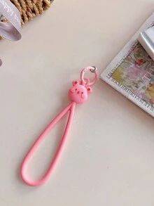 1 件可爱卡通硅胶手机挂绳 + 透明垫，短腕带挂绳，个性化相机/钥匙/包手机链 - 彩色 - 查看 4