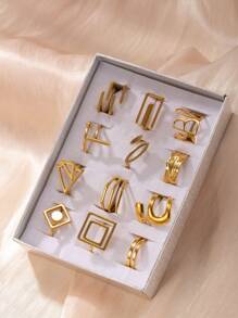 Juego de 1/12 anillos de acero inoxidable minimalistas para mujeres, adecuado para combinar a diario, festivales, citas, compromiso, boda, regalo para amantes, amigos, familiares, juego de anillos al azar, incluye caja de regalo