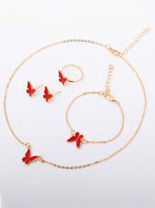 6 pièces/Set Montre à quartz mode décontractée pour femme avec bracelet en alliage et parure de bijoux papillon. C'est le premier choix pour le port quotidien et les cadeaux.