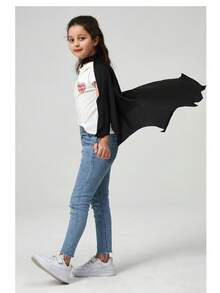 3 pezzi/set Mantello + Maschera per gli occhi + Copricapo, Costume di Ognissanti per bambini, Mantello sagomato, Copricapo e maschera per gli occhi per costume da bambino, Set di tuta nera con mantello, Accessori per costume di Ognissanti