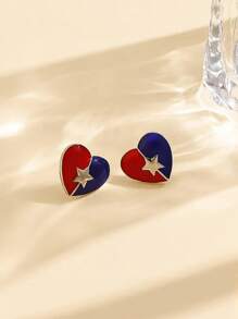 1 Pair Of American Independence Day Bow Stud Earrings Fashion European And American Style Love Earrings Personalized Party Earrings