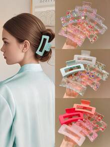 5pcs Colorful Oversized Hair Claws For Girls