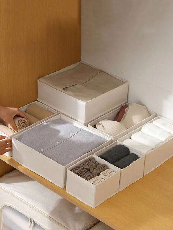 1/3/6 صناديق تخزين من قماش غير منسوج، منظم ملابس داخلية وحمالات صدر، صناديق تخزين خزانة قوية وقابلة للغسيل، منظمات درج قابلة للطي، صناديق مكتب للمكياج والأدوات المكتبية والوجبات الخفيفة