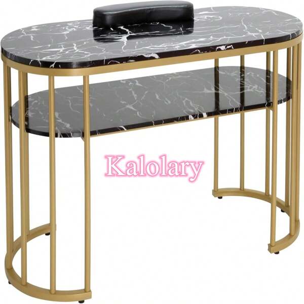 Kalolary Table de manucure Kalolary, table à ongles avec repose-mains, station de travail, structure en marbre, salon, station de manucure, équipement de stylisme ongulaire, spa, maquillage, institut de beauté (noir)