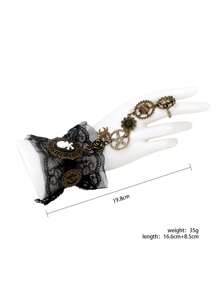1pc Vintage Pirate Steampunk Lace Skull Mechanical Gear Ring Finger Bracelet