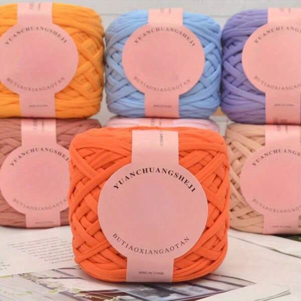 1 peça de 280g de fio de poliéster grosso de alta elasticidade para camisetas, tricô, crochê, roupas, bolsas e chinelos - Fio para fitas artesanais