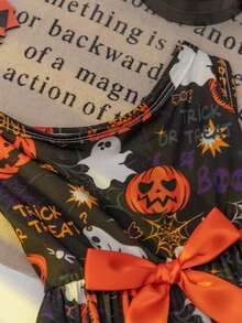 夜光宠物猫狗万圣节服装，夜光创意宠物连衣裙 - 黑色 - 查看 5