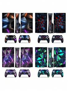 SUPSTICKER 1pc Geometric Pattern Skin Sticker, 2 Designs, Self-Adhesive, Scratch-Resistant, Waterproof, Removable, Suitable For Slim Game Console & Controller, An Ideal Choice For Beautifying, Transforming, Renovating 15.74x10.23inch - Multicolor - View 1