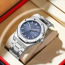 1 pezzo Orologio da uomo del marchio reale POEDAGAR (Ori) 50 orologi impermeabili alla moda regali di compleanno per regali, dial business classico, movimento di love crystal del quarzo importato dal Giappone, design a prova di colata in acciaio inossidabile color oro rosa, accessori essenziali per il ritorno a scuola