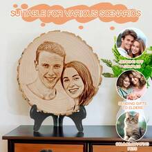 Customized Couple Photos, Personalized Gifts For Men & Women, Home Decor Gifts For Christmas, Boyfriend/Girlfriend Birthday, Anniversary Cat/Dog Memorial Gifts, Wedding Gifts, Valentine's Day Gifts, Personalized Premium Artwork Gifts, Upload Real Photos For Custom Framing And Engraving,Multi-Functional, Ornamental,Reusable,Exquisite,Stylish,High-Quality,Colorful,Modern,Custom,Personalized,Unique,Ideal Gifts For Him,Ideal Gifts For Her,Boyfriend,Dad,Girlfriend,Mom,Family,Friends,Tea Room,Home,Garden,Office,For Anniversaries,For Valentine's Day,For Mother's Day,For Birthdays,For Father's Day,For Graduation,For Weddings,For Housewarming,Customized Home Decor Supplies - 1pcs-round Wooden Board - View 4