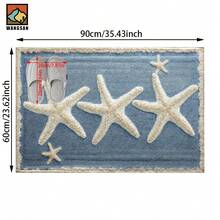 1set/1pc/2pcs Starfish Pattern Bathroom Anti-Slip Mat, Made Of Artificial Cashmere Material With Fluffy Decoration, Suitable For Doors, Bathrooms, Kitchens And Other Occasions, Machine Washable, Non-Slip, Daily Decoration, Can Be Given As A Gift To Friends, Men And Women