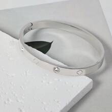 DAILI 1-3 piezas Brazalete de trébol de cuatro hojas con baño de oro de 18K, acero inoxidable, de moda, apto para fiesta, uso diario, estilo europeo y americano, personalizado, generoso, pulsera de lujo con circonita cúbica, conjunto de joyería de boda, regalo para chicas, mujeres, familiares